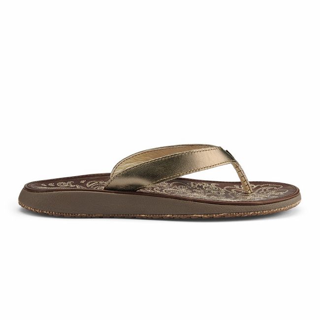 Sandalias Olukai Paniolo - Chanclas Mujer Dorados 20042-789